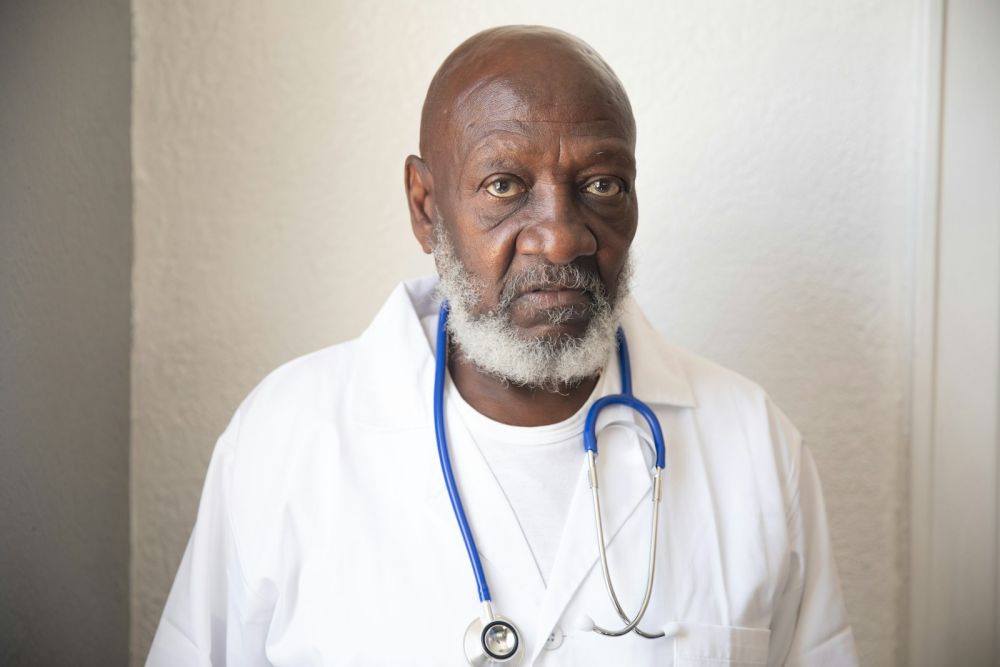 Senior doctor ready to advise on care products